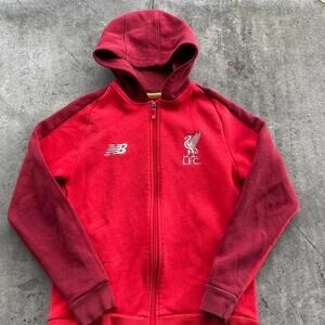 New Balance Red Liverpool FC Zip Up Size youth Medium 15x20 black stain shown